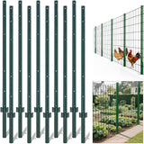 Garvee 7' Steel U-Post Fence - 10-Pack Rustproof w/Adjustable Tabs for Garden & Lawn Heavy Duty Metal Outdoor Posts - Green