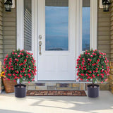 Garvee Artificial Rose Topiary Ball Tree, 21.65" Tall Faux Boxwood with UV Resistant Flowers – Indoor Outdoor Home, Porch, Garden or Front Door Decoration – Lifelike Greenery, Boxwood Rose Ball Pot, Color: Boxwood Rose Ball Pot