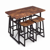 Garvee Vintage Dining Table Set 5-Piece with PVC Finish, Industrial Style, Easy-Clean MDF Surface, Space-Saving Design for Compact Kitchens