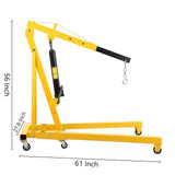 Garvee 2 Ton Hydraulic Folding Engine Hoist - Heavy Duty Cherry Picker Crane - 4400 lbs Capacity - Telescopic Adjustable Boom - 6 Lockable Casters - Mobile Shop Crane for Garage, Auto Repair, Workshop - Yellow