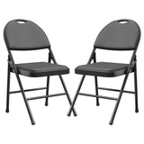 Garvee 2 Pack Folding Chairs, Portable Metal Frame Padded Folding Chair, Foldable Chairs with PU Leather Cushion and Back for Guests Kitchen Office Events Wedding Party, Black - Black