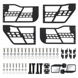 Garvee Off Road Front Rear Tubular Half Doors for Wrangler JL 2018-2025 with Side View Mirrors - Set of 4, Steel Tube Half Doors, Black