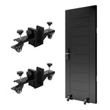 Garvee 2 Piece Door Installation Kit Heavy Duty 750 Lbs Load Adjustable 0-1.89 Inch Thickness Q235 Steel Wheels Brake Solo Use Commercial Residential - Black