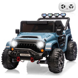 Garvee 24V 2-Seater Electric Ride On Truck for Kids – 4x4 4WD/2WD, Remote & Parental Control, 3 Speeds, Wireless Music, LED Lights, Powerful Motors – Big Kids Toy Car for Ages 3-8 – Light Blue - Blue