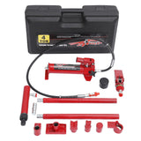 Garvee 4 Ton Red Porta Power Hydraulic Jack Kit, Steel Auto Body Repair Ram with Manual Pump, Plastic Carry Case and Extension Tools for Frame Straightening, Pushing and Bending, Truck, Farm Equipment, Garage and Workshop Use - Red