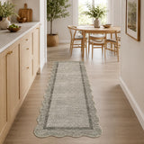 Garvee 2' x 6' Scalloped Brown Runner Rug, 350 GSM Pearl Velvet Low-Pile Carpet with Non-Slip TPR Backing, Machine-Washable Foldable Floor Covering with Reinforced Edges for Kitchen Hallway Entryway Bedroom - Brown