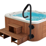 Garvee Hot Tub Handrail, 360° Rotatable Spa Side Hot Tub Hand Rail with 18-48" Adjustable Height, Hot Tub Railing with Non-slip Grip for Indoor & Outdoor, 600lbs Capacity - Black