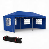 Garvee 10'X20' Pop-Up Canopy Tent, Navy Peak-Roof Outdoor Gazebo Shelter with 300D Silver-Coated Oxford Top, Heavy-Duty Powder-Coated Steel Frame, 4 Sidewalls with 2 PE Church Windows and 2 Zipper Doors, Carry Bag, 12 Stakes, 6 Guy Ropes, 4 Sandbags - Navy