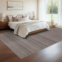 Garvee Modern Striped Washable Area Rug - Low Pile Non-Slip Contemporary Carpet - Soft, Collapsible, Mark Resistant Floor Mat for Living Room, Bedroom, Dining Room - Brown, 8x10ft (244x305cm)