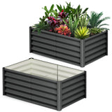 Garvee 2 Pcs Raised Garden Bed 6x3x1.5FT Galvanized Metal Durable Stability Open Base Safety Edge Dark Gray for Patios Yards Gardens - Dark Grey