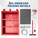 25 Gallon Oil Drain Pan Cart, Low Profile Waste Oil Catch Tank with 110V Electric Pump, 8.2 ft Transfer Hose, Steel Rolling Fluid Drain Container with Casters and Folding Handle for Cars, Trucks, SUVs, Garages and Automotive Workshops - Red