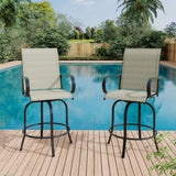 Garvee 2 Piece Outdoor Swivel Bar Stools Patio Seating 360° Rotation Ergonomic Design Textilene Fabric Weather-Resistant Ventilated Seats Standard Bar Height for Patio Deck Poolside - Brown