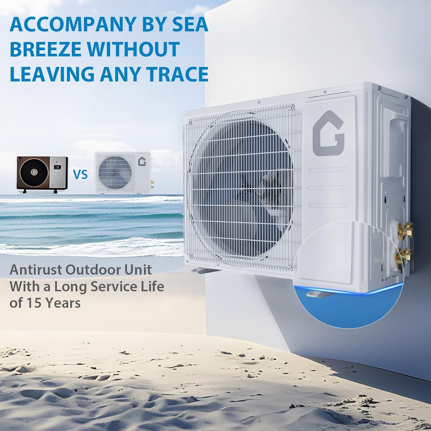 Garvee Split Air Conditioner 9000 BTU Cooling Heating 20 SEER2 WiFi Control Turbo Mode Auto Swing 208/230V Home
