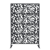 Garvee Metal Privacy Screen Panel 70"x46" Rustproof Weather-Resistant Modern Geometric Design Black Freestanding Outdoor Fence for Patio Lawn Deck Garden - Black