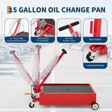 Garvee 20 Gallon Low Profile Oil Drain Pan Cart, 110V Electric Pump with 8.2 ft Hose, Steel Rolling Waste Oil Catch Tank with Folding Handle and Casters, Mobile Fluid Drain Container for Cars, Trucks, SUVs, Garages and Workshops, Red - Red