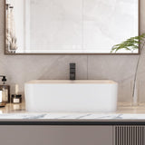 Garvee Countertop Bathroom Sink White Ceramic Rectangular 18.7x14.76x5.31 in Modern Vessel Vanity