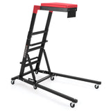 Garvee Automotive Engine Creeper, 48-66" Adjustable Height, Foldable Steel Frame Thick Cushion 6 Swivel Wheels Tool Pouch for Car Repair, Black - Red Mat + Black Body