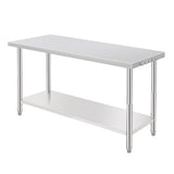 Garvee Stainless Steel Commercial Prep Table – Heavy Duty, NSF Certified, Adjustable Undershelf, Tool Hooks, Ideal for Restaurant, Kitchen, Brewery – 60x24x35 Inch – No Castors, No Backsplash - New Construction, 60*24*35inch - 08 Arc Edge With Hook-New Sku