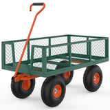 Garvee Garden Cart Heavy Duty 900 Lb Capacity 2-in-1 Design Steel Mesh Bed 10-Inch All-Terrain Tires 180° Swivel Handle for Outdoors - Green