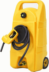 Garvee Heavy-Duty 15 Gallon Portable Gasoline Fuel Caddy with 10FT Manual Siphon Pump – Leak-Proof HDPE Wheeled Gas Can for Lawn Mowers, Tractors, Boats, Snow Blowers, Generators – Yellow
