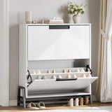 Garvee Shoe Storage Cabinet with 2 Flip Drawers, Freestanding Shoe Organizer with Metal Legs, Narrow Shoe Rack Cabinet for Entryway, Hallway, Living Room, White