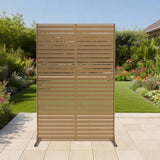 Garvee Heavy-Duty Galvanized Steel Outdoor Privacy Screen with Stand – Windproof, UV Resistant Decorative Fence Panel for Patio, Garden, Balcony, Deck, 72" H x 47" W – Brown - Black-6