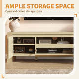 Garvee Modern Farmhouse TV Stand with Doors and Cabinet – Entertainment Console, Adjustable Storage Shelves, Fits TVs Up to 60", Natural Wood Color – Natural wood color, 1.4 meters - Natural Wood Color, 1.4 Meters