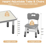 Garvee Children Table And Chairs Set Adjustable Height Toddler Activity Table Pink Playroom Set 1 Table 4 Chairs
