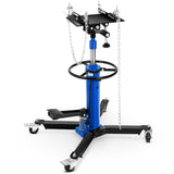 Garvee Transmission Jack 1322 lbs Capacity 2-Stage Hydraulic Steel 360° Swivel Wheels Foot Pedal Adjustable 34-68" Garage Use - Blue