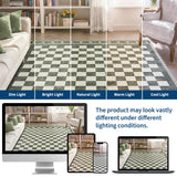 Garvee Washable Checkered Runner Rug – Low-Pile Non-Slip Geometric Farmhouse Carpet for Kitchen, Hallway, Living Room – Sage Green, 2x6ft
