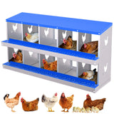 Garvee 10-Hole Chicken Nest Box Heavy Duty Galvanized Steel  Ventilation System Bioengineering Design Blue for Hens Ducks Small Poultry - Blue