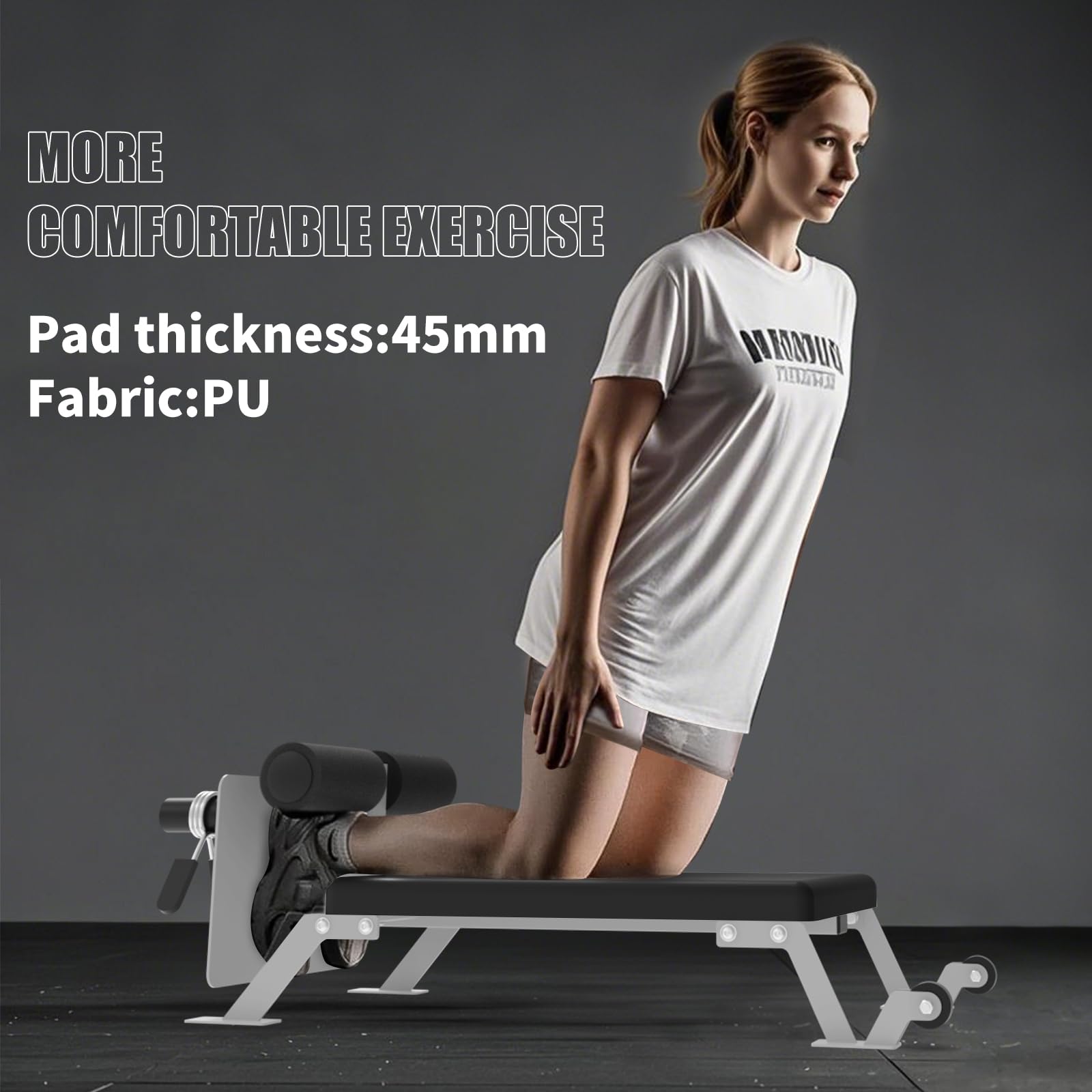 Garvee Banc à ischios-jambiers et fessiers réglable Nordic Curl Machine avec roues pour salle de sport à domicile 116,6 x 45,7 x 34,8 cm Blanc