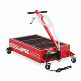 Garvee 15 Gallon Low Profile Oil Drain Pan Cart, 110V Electric Pump with 8 ft Hose, Steel Rolling Waste Oil Catch Tank with Folding Handle and Casters, Mobile Fluid Drain Container for Cars, Trucks, SUVs, Garages and Workshops, Red - Red