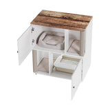 Garvee X-Door White Cat Litter Box Enclosure, 31.5 x 19.7 x 34.6 in, Double Layer Particleboard Washroom Cabinet for 2 Cats, Hidden Litter Furniture with Sisal Scratching Posts, Trapping Mats, Ventilation Holes, 220 lb Top Capacity - X-Door White