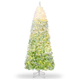 Garvee 6ft Christmas Tree, Green Gradient Pencil Prelit Christmas Tree with 100 Dual Color LED Lights & 320 Branch Tips, Snow Flocked Xmas  Tree Decoration for Home & Office - Green Gradient