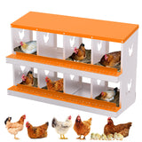Garvee 8-Hole Chicken Nest Box Heavy Duty Galvanized Steel  Ventilation System Bioengineering Design Orange for Hens Ducks Small Poultry - Orange