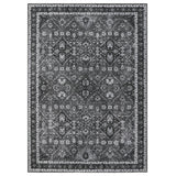 Garvee 5x7ft Washable Persian Area Rug, Grey Vintage Floral Design, 100% Polyester 350gsm Soft Low-Pile Carpet, TPR Non-Slip Foldable Backing, Machine Washable Indoor Rug for Living Room, Bedroom, Dining Room, Nursery, Home Office - Grey