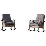 Garvee Outdoor Wicker Rocking Chair Set with Cushions, Heavy Duty 350 LBS, High Back & Anti-Tip Base, Handwoven PE Wicker, Fade-Resistant Cushions, Rust-Resistant Frame, Porch & Garden