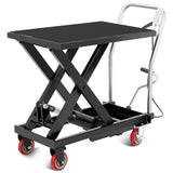 Garvee Hydraulic Lift Table Cart 500lbs Capacity 28.5" Height Steel Non-Slip Pads Swivel Wheels Workshop Material Handling - Black
