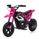 Garvee 24V Electric Kids Dirt Bike 350W Motor Rear Suspension Leather Seat Bluetooth Music Black Blue Green Red Rose Ages 10+ Outdoor Fun - Rose