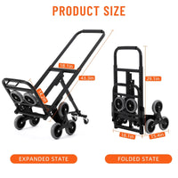 Garvee 330 LBS Stair Climbing Dolly with 10 Wheels, Folding Design, Telescoping Handle, Heavy-Duty Steel, Easy Use, Office & Warehouse Moving