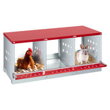 Garvee 3-Compartment Galvanized Steel Nesting Box - Easy Egg Collection, Ventilated Design for Hens/Ducks/Rabbits Backyard Coop - Red