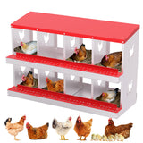 Garvee Chicken Nesting Box 8 Compartment Metal Galvanized Steel Durable Rust-Resistant Easy Egg Collection Ventilated for Coop - Red