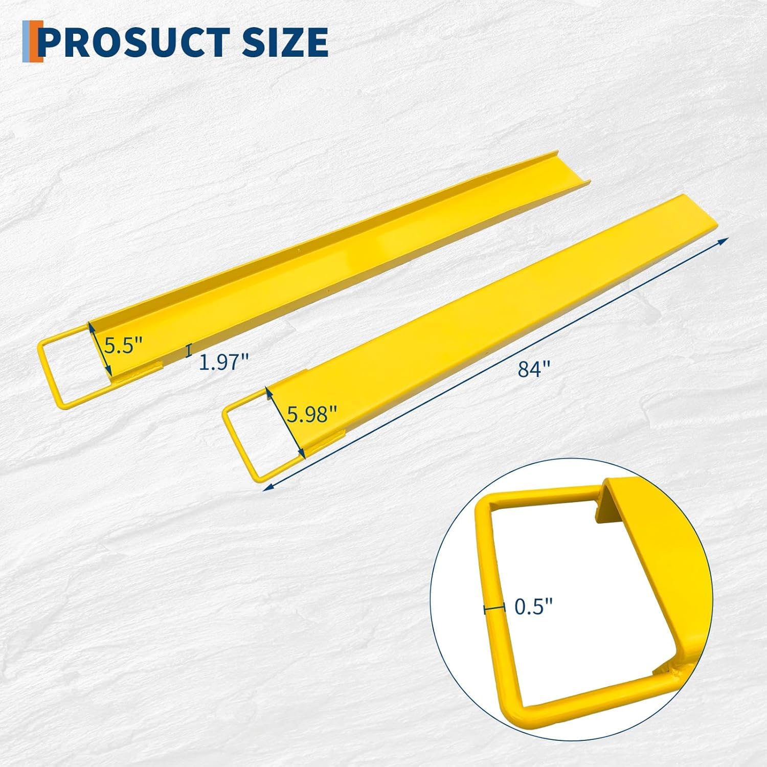 Garvee 84" Forklift Extensions Heavy Duty Pallet Fork Extensions for 5 Inch Forks 5000LBS Capacity 5.5 Inch Width