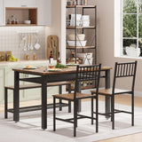 Garvee Space-Saving Dining Table Set for 4 with Storage Bench & 2 Chairs – Modern Kitchen & Dining Room Furniture – Sturdy Metal Frame, Ideal for Small Apartments – Black - Black