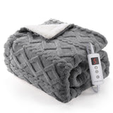 Garvee Heated Throw Blanket - Thick Tufted Sherpa Electric Blanket Throw with 10 Heating Levels & 10 Time Settings, ETL Certified Machine Washable Fast Heating Blanket, 50"×60", Grey - Grey