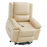 Garvee PU Leather Power Lift Recliner Chair with Massage and Heat, 8-Point Vibration, Adjustable Back and Leg Support, Electric Lift Chair Designed for Mobility Aid Elderly Relaxation, Beige - Beige