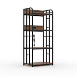Garvee Adjustable 4-Tier Bakers Rack with Heavy-Duty Metal Frame – Freestanding Microwave Stand & Utility Shelf for Kitchen, Living Room, Garage – Practical Storage Organizer – Golden Armor, With Socket - Golden Armor