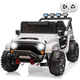 Garvee 24V 2-Seater Electric Ride On Truck for Kids – 4x4 4-Wheeler, Remote & Parental Control, 3 Speeds, Wireless Music, LED Lights, Powerful Motors – Toddler & Big Kids Car – White - White