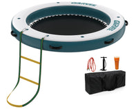 Garvee 8 ft round inflatable floating dock with mesh center, ladder, pump and accessories